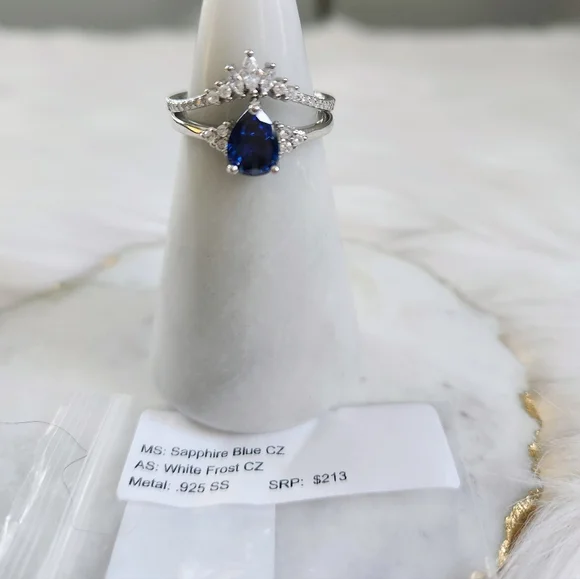 NWT Ryze Sapphire Blue & White Cubic Zirconia .925 Sterling Silver Ring - Size 9 - Picture 8 of 13